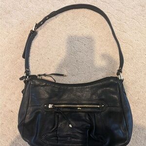 Stone Mountain Black Leather Shoulder Bag